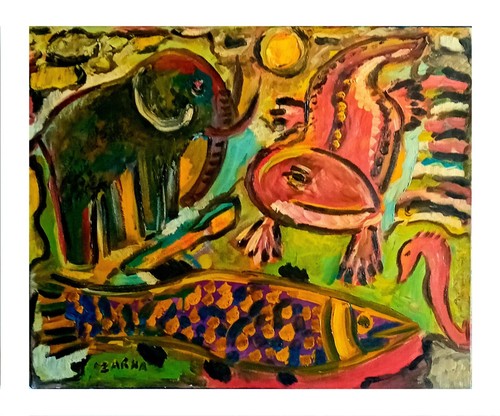 Tableau art brut animaux - art,