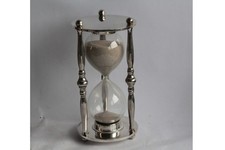 Hourglass Blown Glass and Silver Metal (58872)