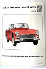 MG MIDGET Mk III Preliminary Specification Car Sales Brochure 1966 #H&E 2397