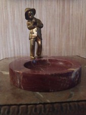 Vide Poche/Cendrier Fumeur en Bronze sur Marbre Griotte