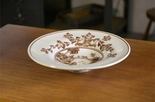 Assiette en céramique monochrome brune des faïenceries Fourmaintraux et Frères