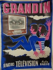 ANTIQUE HAIL RADIO POSTER - HORSES - IMP GAILLARD SIGN P.RAOUL