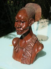 Buste AFRICAIN MANGBETU Sculpture BOIS