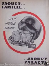 PUBLICITÉ 1958 YAOURT YALACTA