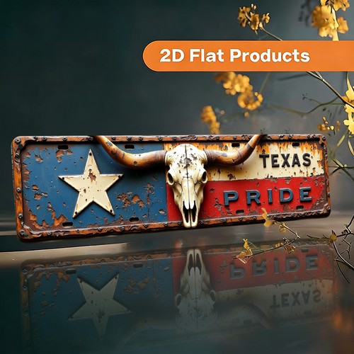 Metal sign texas flag longhorn - metal,