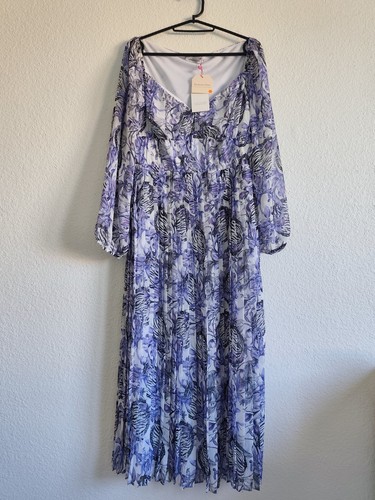 Robe longue plissée - , motif