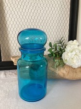 825⚜️ Old jar jar blue glass kitchen jars vintage height 22 cm