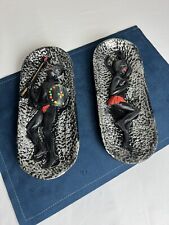 Pretty Pair of African Art Frames Men Warrior and Women Vintage