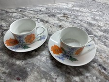 RARE VTG  CERALENE  Limoges France PAVOT/POPPY (2) Sets Flat cups/saucers