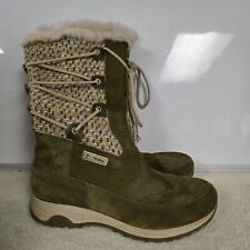 TECNICA Skandia Leather Sweater Knit Goat Fur Apres Ski Boots Italy Women Size 7