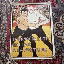 Rassenfosse Tournoi de lutte de Liège 1899 Reproduction 78X57,5 C 1980 BE Rare !