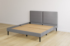 Lit Emma Select 140x190 cms + Sommier Lattes & Tête de Lit Gris Foncé NEUF