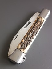 OLD ESOIRE KNIFE in 2 pieces, 74 ST JOANIS, THIERS, XXth century, DEER WOOD.