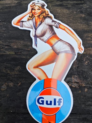 Plaque émaillée pin gulf - plaque,