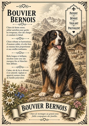 Affiche bouvier bernois - affiche, a4