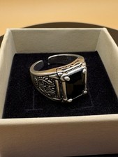 Chevalière / Bague Pierre Noire Adaptable en argent