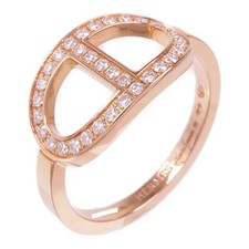 HERMES Bague Chaine d'ancre Diamond Ring 18K Pink Gold #52 US#6