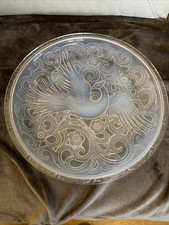 Grand Plat Verre Opalescent Signe D Avesn Diamètre 38 Cm Oiseau De Feu