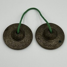 Vintage set of Brass Tibetan Tingsha Cymbal Chime Bells - For Yoga / Meditation