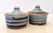 France, Danemark? - 2 pots couverts assortis en grès émaillé - vintage