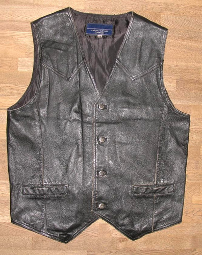Gilet homme cuir noir - wf,