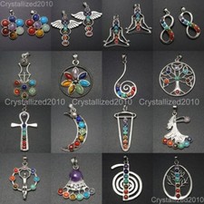 Pierres précieuses naturelles ailes de lune croix infini couronne Chakra...