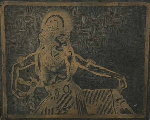 Plaque gravure sur bois - de,