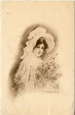CARTE POSTALE / POSTCARD / FANTAISIE / FEMME AU CHAPEAU / ILLUSTRATEUR
