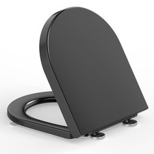 Abattant WC Forme D COURT, Cuvette Toilette avec Frein de Chute, Lunette WC A...