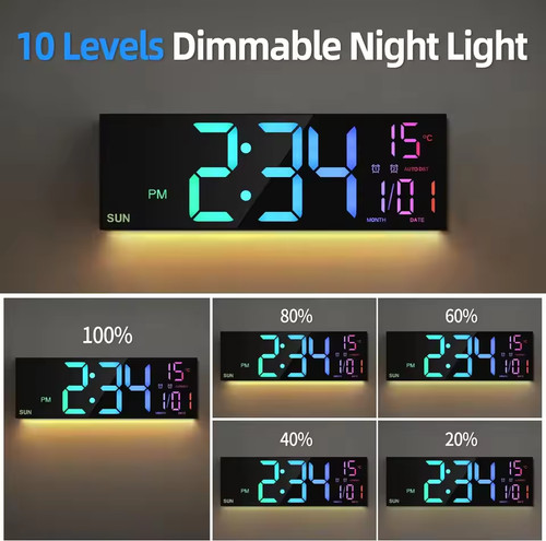 Horloge murale digitale - , led