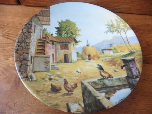 Assiette porcelaine signée - assiette, en