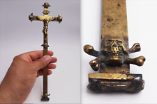 Very nice antique crucifix decorated with angels and vanity skull 19th century  