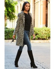 Manteau En Laine Mélangée Imprimé Léopard SOSANDAR UK 10 (CCN-38)