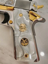 1911 Pearl Gold PLATED  Mexican Eagle/Centenario grips Colt 45 38 super RIA