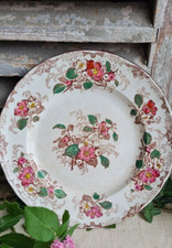 ANCIENNE ASSIETTE BORDEAUX VEILLARD MEDAILLE D'OR DECOR DE FLEURS