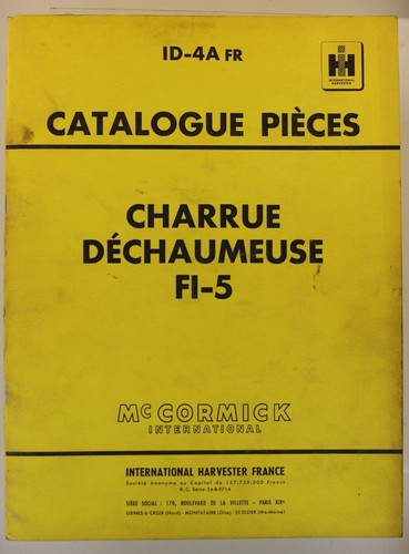 Catalogue pièces charrue - ih,