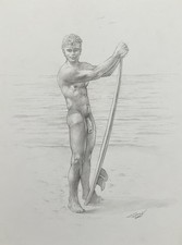 Dessin Pastel Homme Nu Sur La