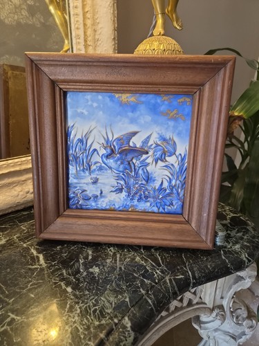 Plaque porcelaine bleu - plaque,