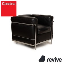 Cassina Le Corbusier LC 2 Fauteuil En Cuir Noir Vintage