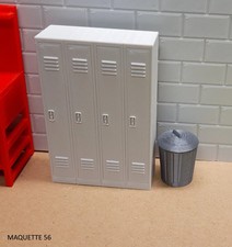 1/18 vestiaire 4 portes garage bureau atelier décor maquette 56 diorama maquette