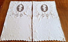 Pair of Early 20th Century Embroidered Cotton Curtains - 80cm x 47cm x (2)