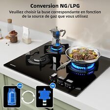Cuisinière à gaz de 3 flammes Vitrocéramique Table de cuisson à gaz 60cm 7750W