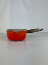 Antique Le Creuset 16 Enamel Cast Iron Orange Pan, Made in France