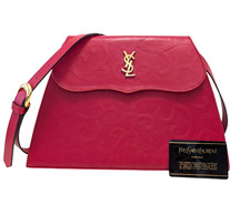 *Rare* Yves Saint Laurent Shoulder Clutch Bag Arabesque Leather Red YSL