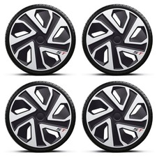Wheel Trims 15" Black Silver ST Hub Caps Covers x4 Fits CITROEN BERLINGO