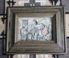 Vintage Anton Pieck Dutch 3D Shadow Box Art Hand Cut Paper Framed Scene