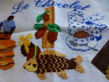  handmade, vintage, mixed-race furniture protector, days + canvas for kitchen, chocolate