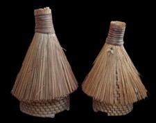 2 Ancienne Ruche Décorative Paille Abeille Vintage Old straw bee hive