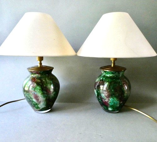Paire lampes laque line - lampes,
