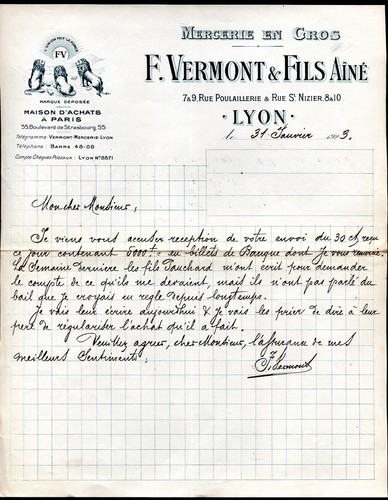 Old invoice mercerie - invoice.,